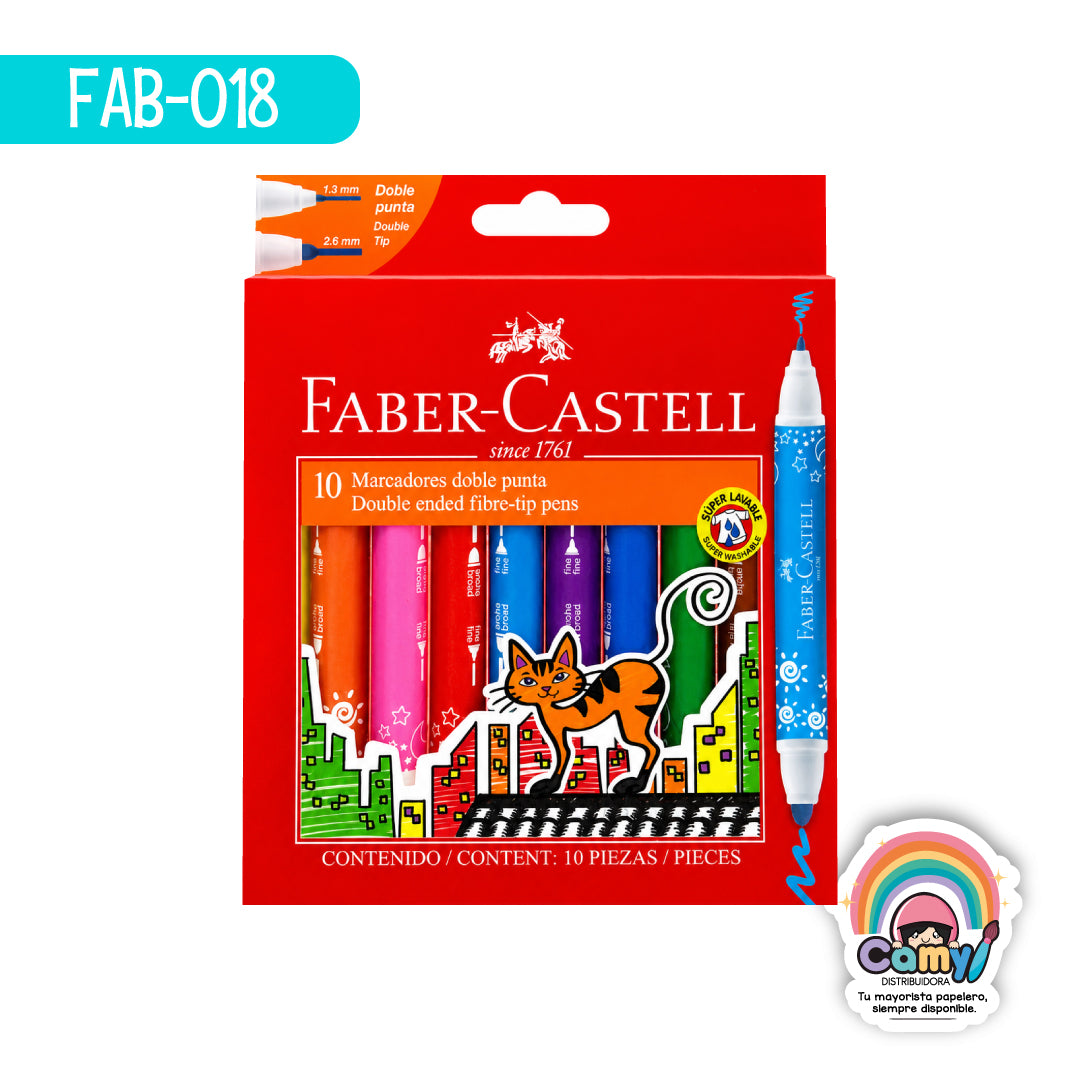 FAB-018 PLUMONES FABER-CASTELL DOBLE PUNTA C/10