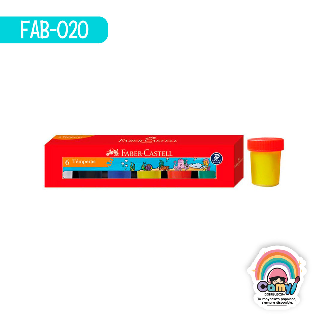 FAB-020 TEMPERA FABER-CASTELL COLORES 15 ML CAJA C/6