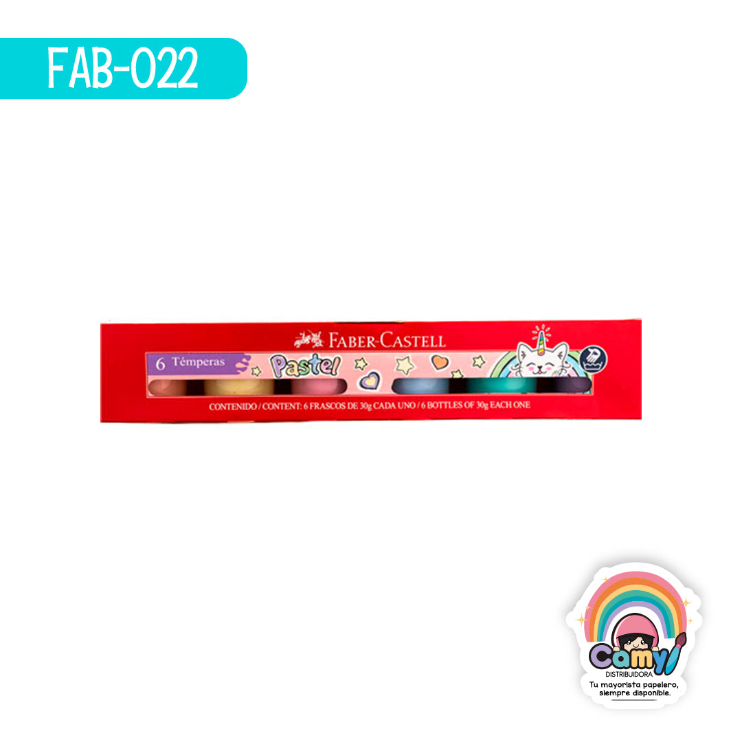 FAB-022 TEMPERA FABER-CASTELL PASTEL 30 ML CAJA C/6