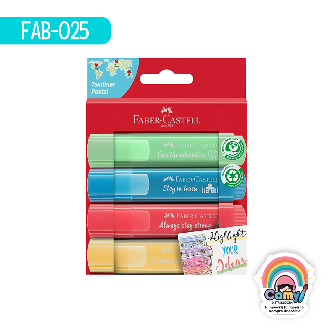 FAB-025 TEXTLINER FABER-CASTELL 1546 PASTEL SET C/ 4