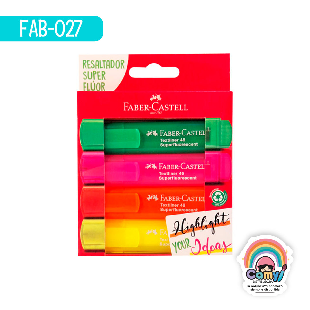 FAB-027 TEXTILINER FABER-CASTELL TL46 SUPERFLUOR EST. C/ 4