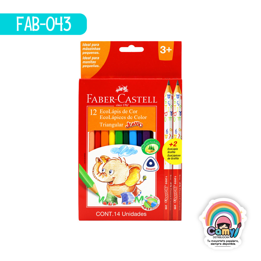 FAB-043 ECOLAPIZ FABER-CASTELL TRIANG JUMBO EST C/12