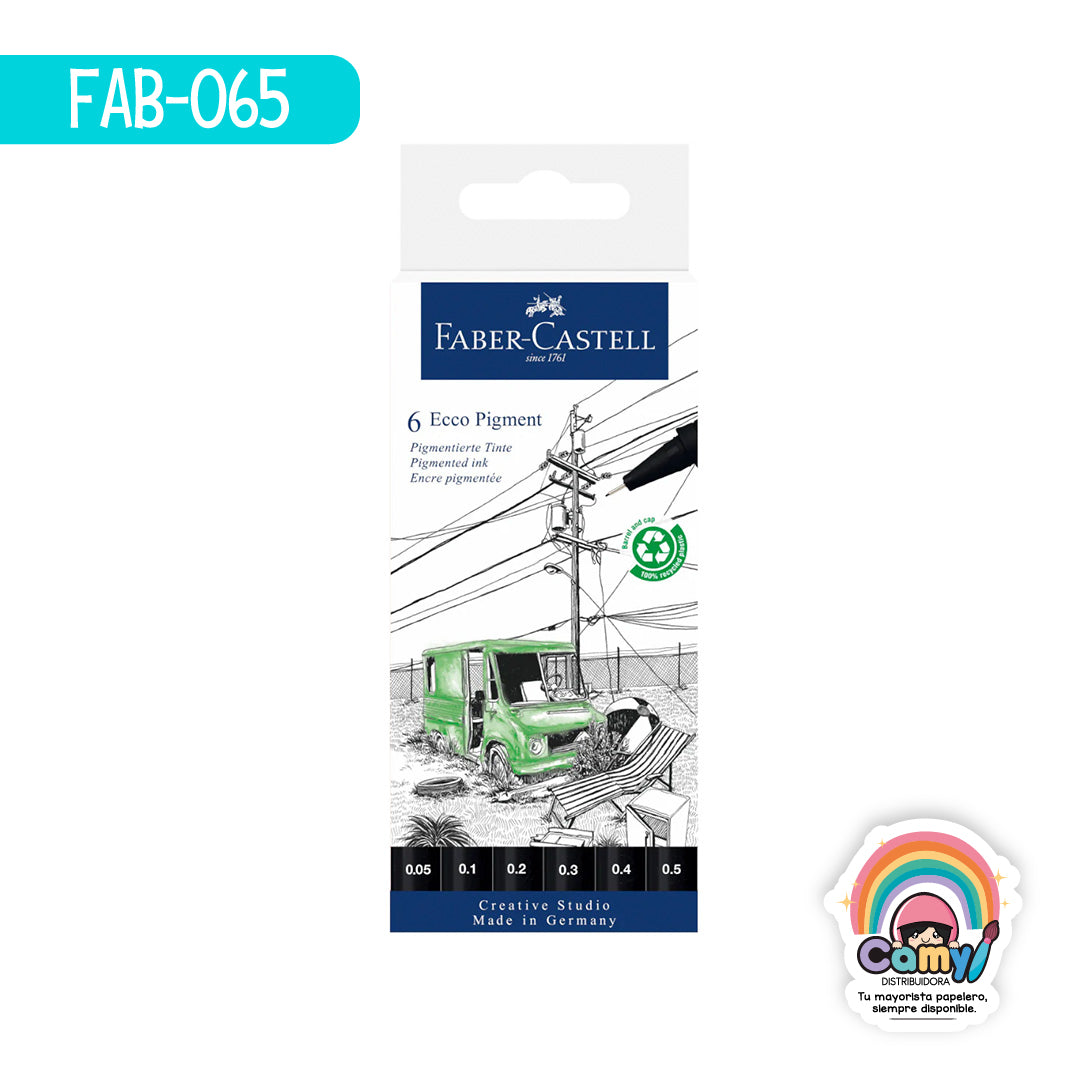 FAB-065 ESTILOGRAFO ECCO PIGMENT C/6 0.05 AL 0.5MM. FABER-CASTELL