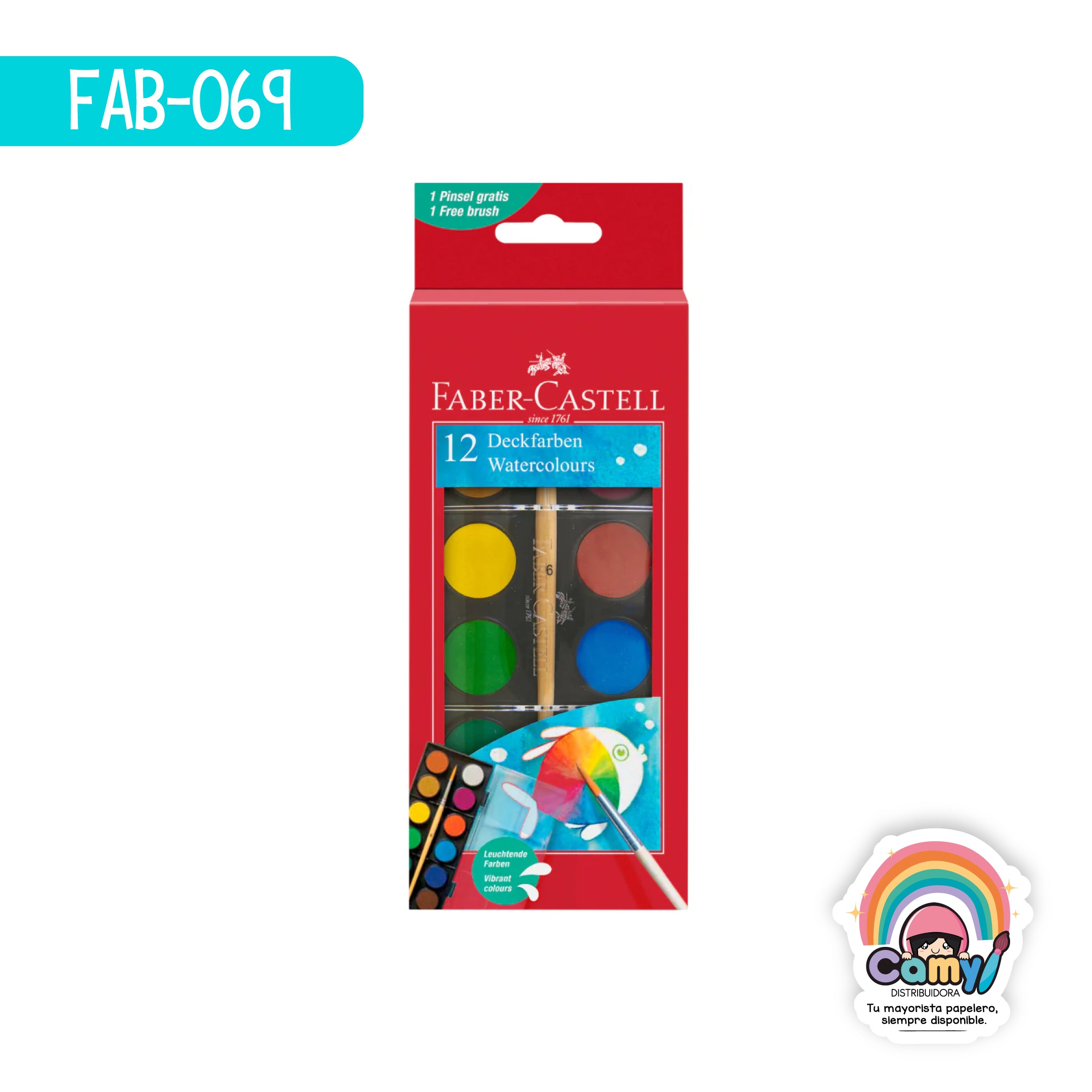 FAB-069 ACUARELAS FABER-CASTELL 24MM + PINCEL C/12