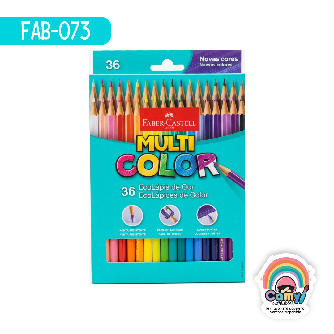 FAB-073 ECOLAPIZ FABER-CASTELL MULTICOLOR HEX EST C/36