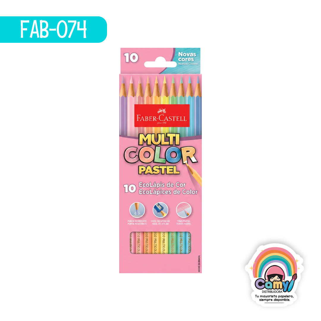 FAB-074 ECOLAPIZ FABER-CASTELL MULTICOLOR PASTEL HEX EST C/10