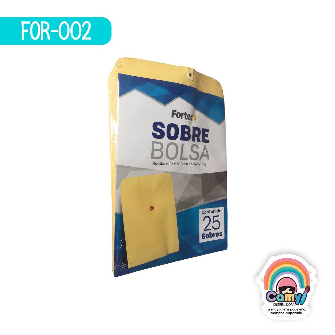 FOR-002 SOBRE BOLSA RON 23X30.5 MANILA 105G C/25 FORTEC