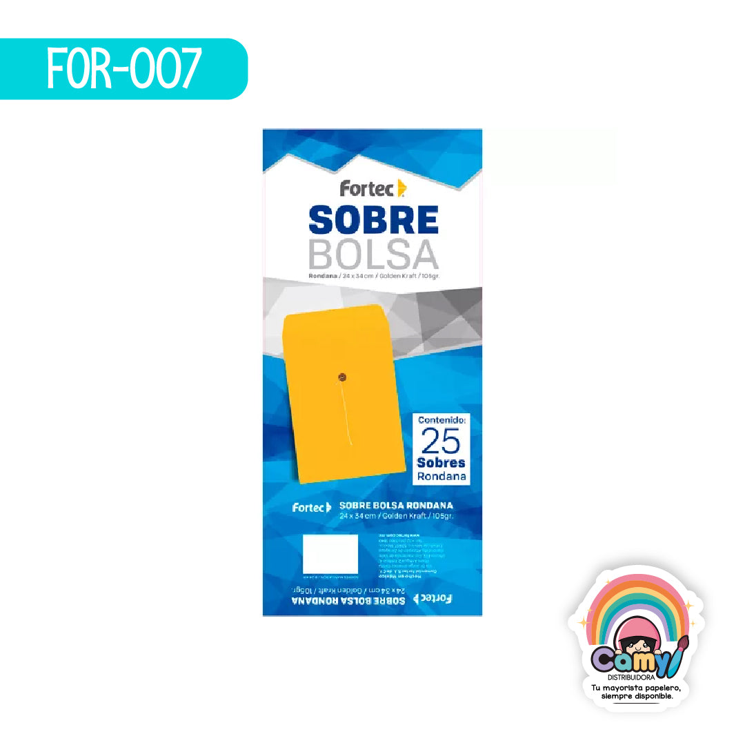 FOR-007 SOBRE BOLSA RON 24X34CM KRAFT 105G C/25 FORTEC