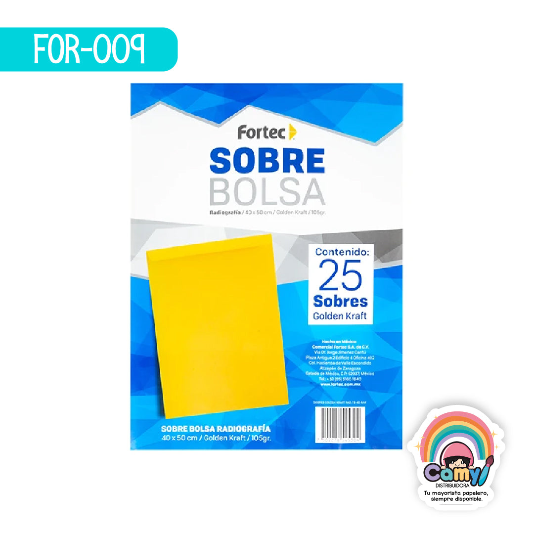 FOR-009 SOBRE BOLSA RAD 40X50CM KRAFT 105G C/25 FORTEC