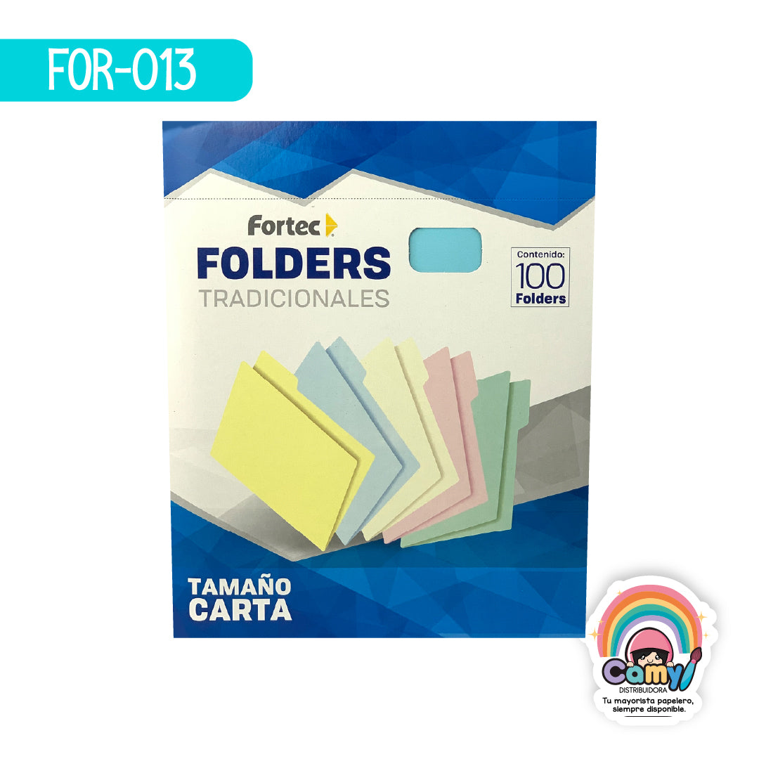 FOR-013 FORTEC FOLDER CARTA 175 GR AZUL C/100