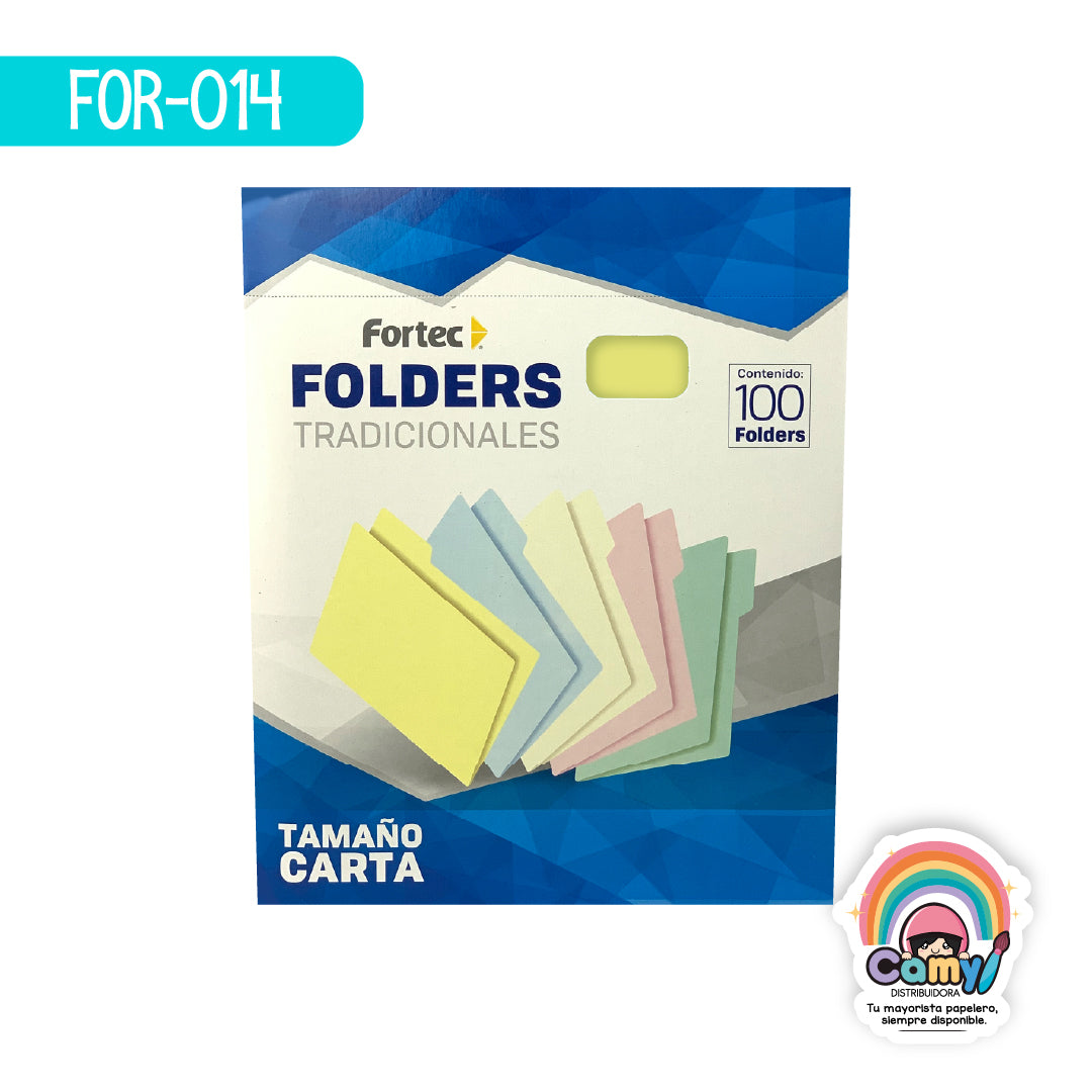 FOR-014 FORTEC FOLDER CARTA 175 GR AMARILLO C/100