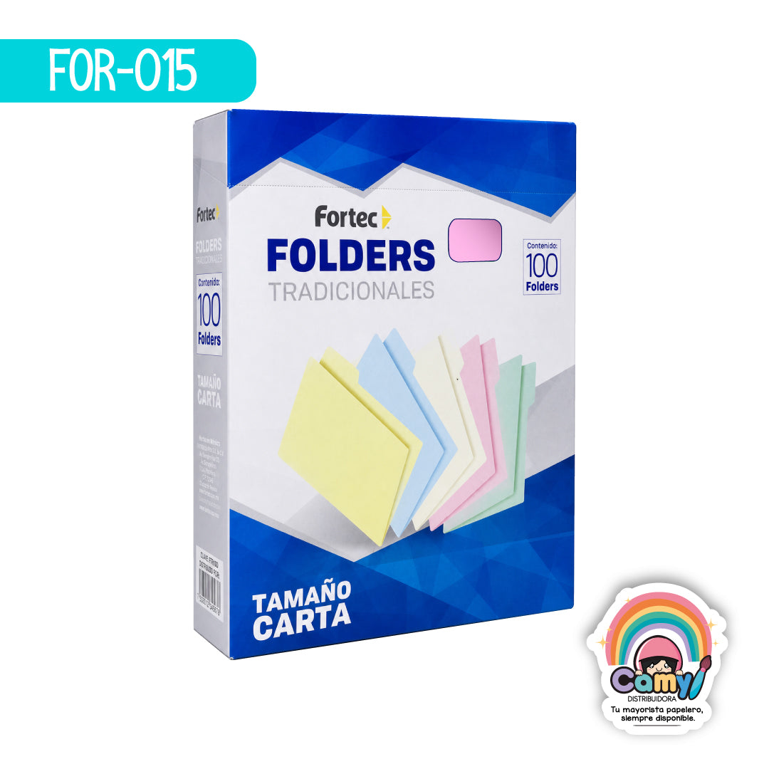 FOR-015 FORTEC FOLDER CARTA 175 GR ROSA C/100