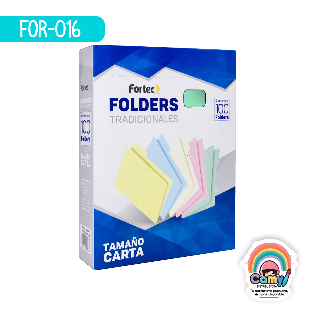 FOR-016 FORTEC FOLDER CARTA 175 GR VERDE C/100