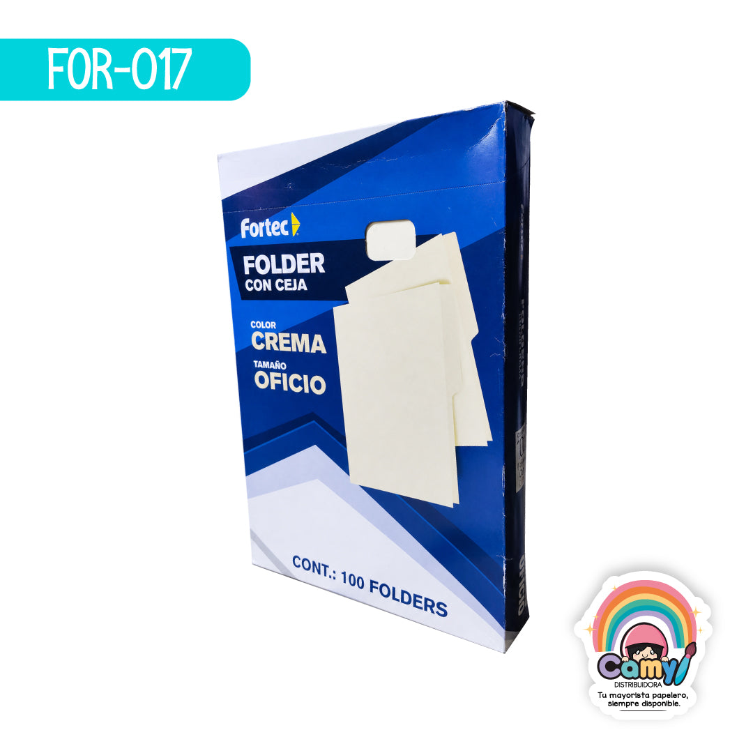 FOR-017 FORTEC FOLDER OFICIO 175 GR CREMA C/100