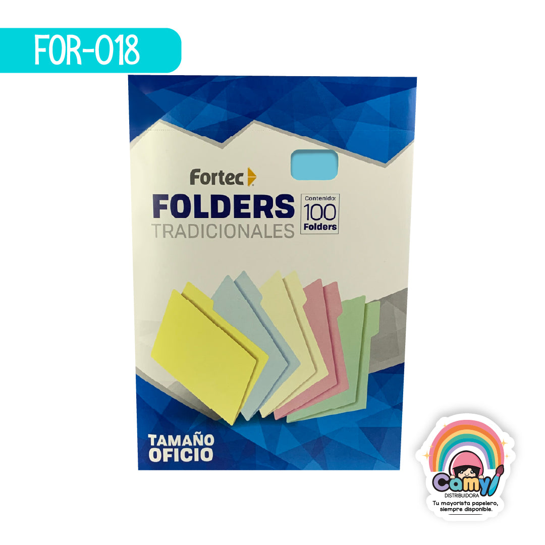 FOR-018 FORTEC FOLDER OFICIO 175 GR AZUL C/100