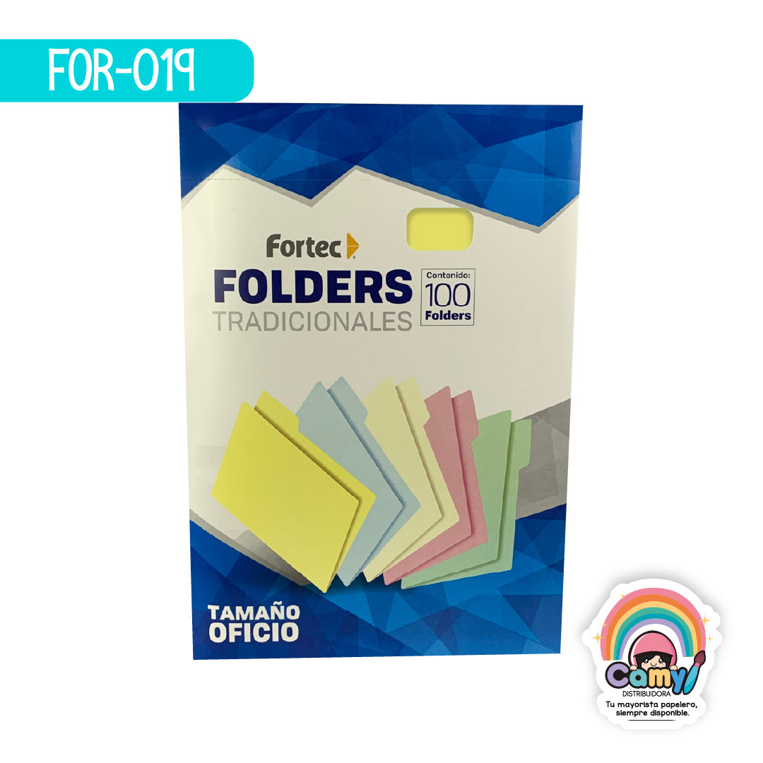 FOR-019 FORTEC FOLDER OFICIO 175 GR AMARILLO C/100