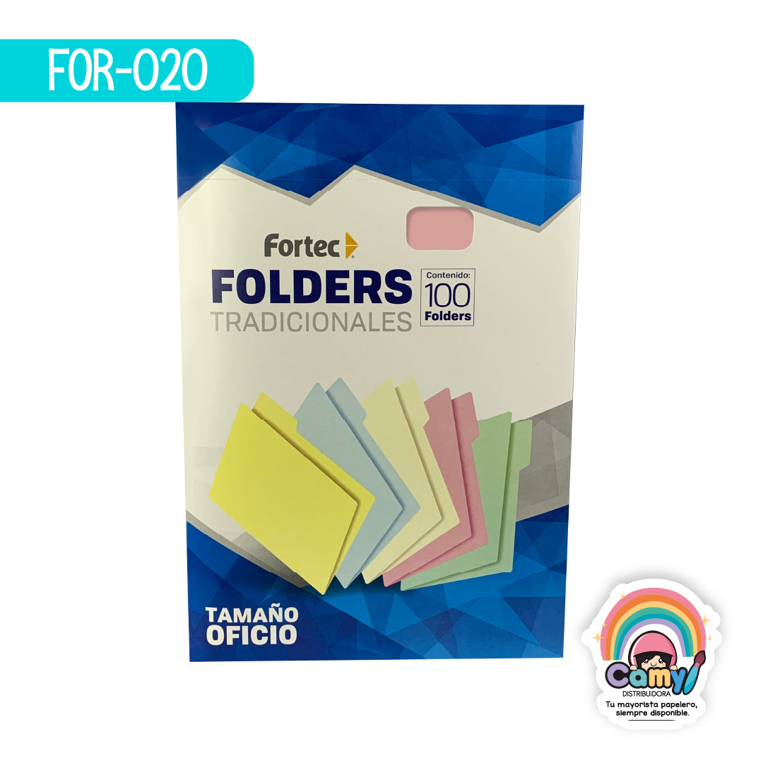 FOR-020 FORTEC FOLDER OFICIO 175 GR ROSA C/100