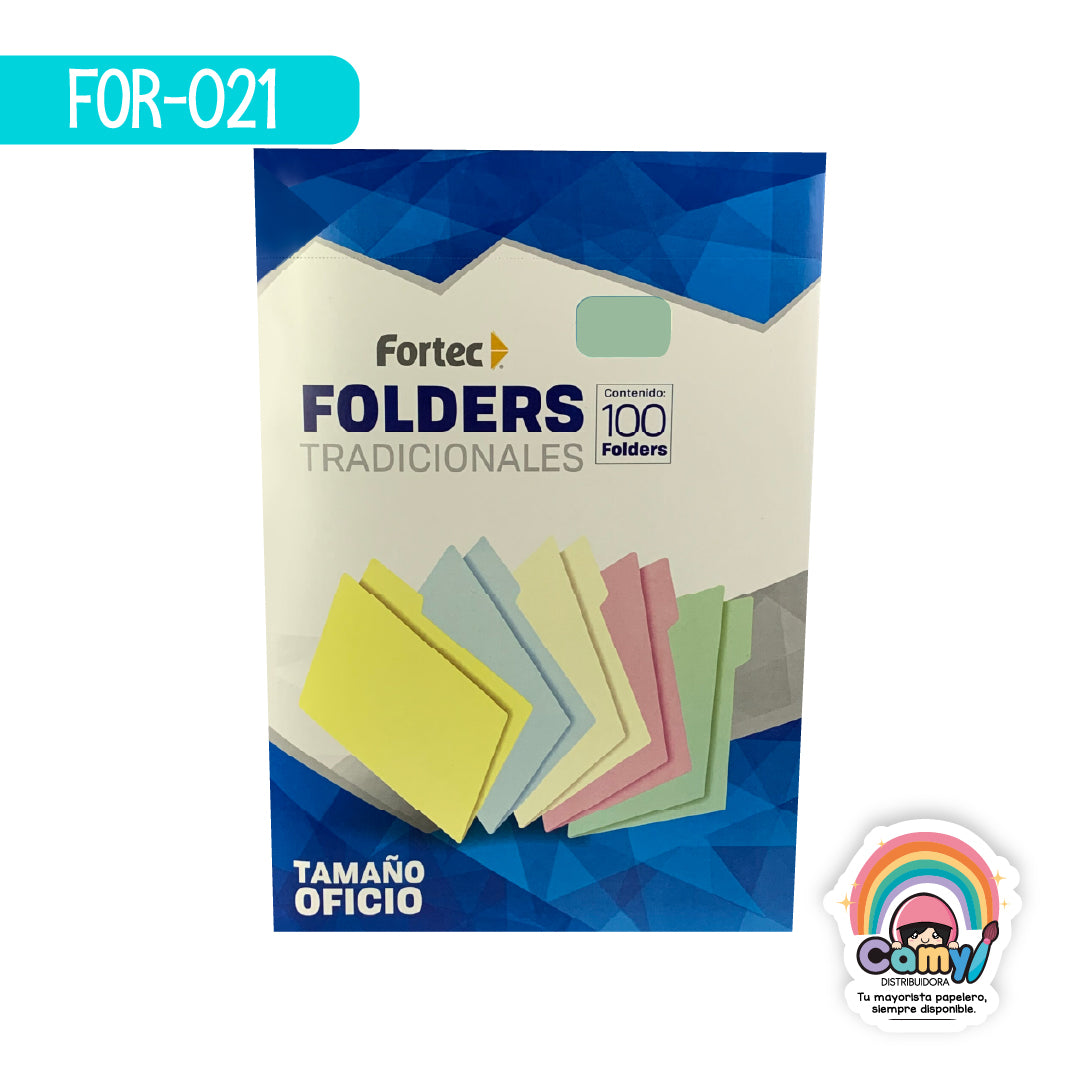 FOR-021 FORTEC FOLDER OFICIO 175 GR VERDE C/100