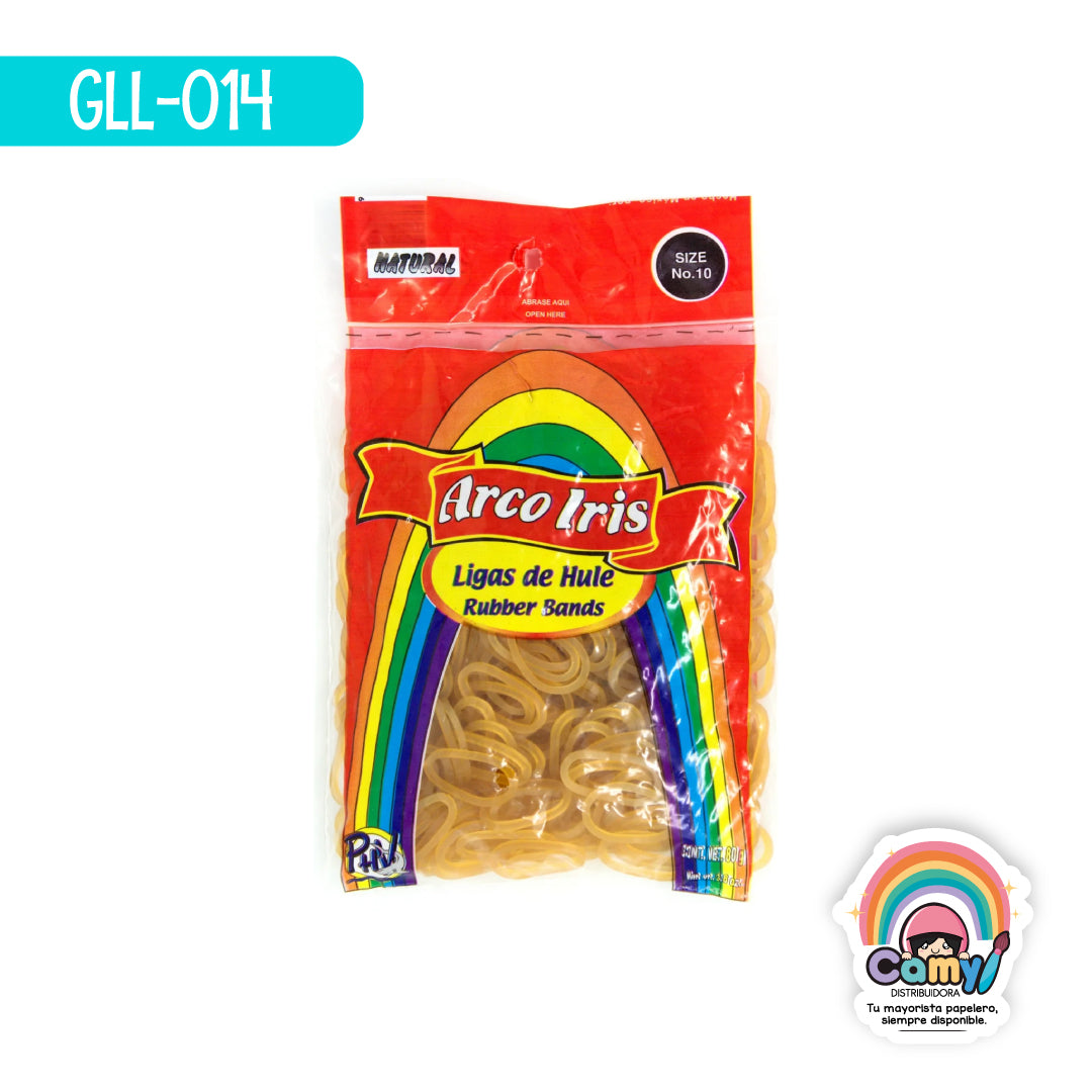 GLL-014 LIGA DE HULE N.10 COLORES 80 GR ARCO IRIS