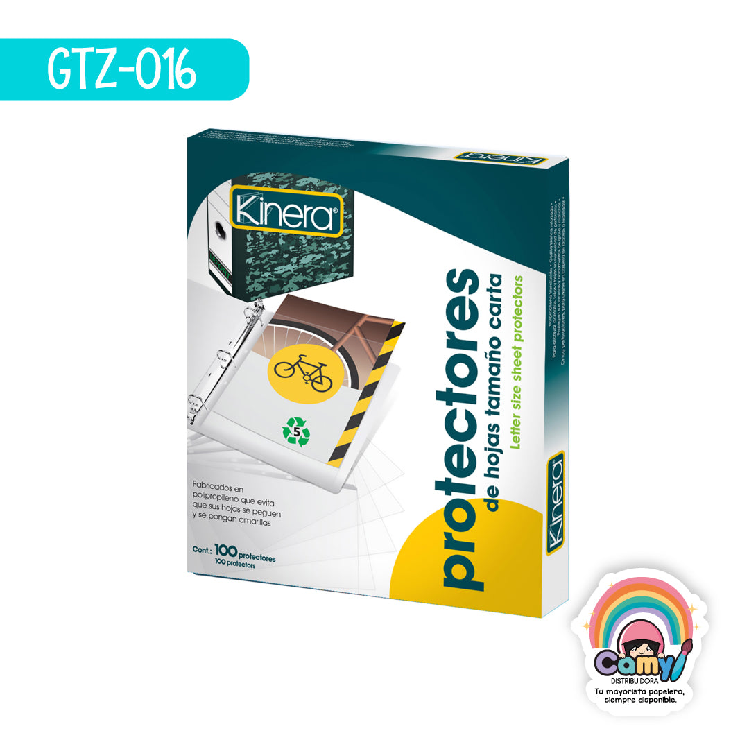 GTZ-016 PROTECTOR DE HOJAS KINERA CARTA No.360 C/100 AZOR