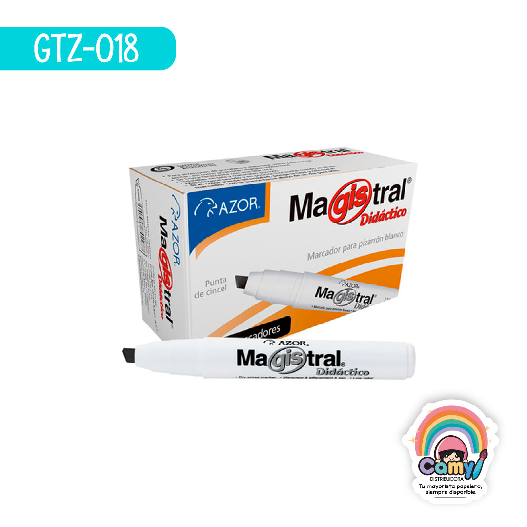 GTZ-018 MARCADOR PARA PIZARRON MAGISTRAL DIDACTICO NEGRO 8 AZOR