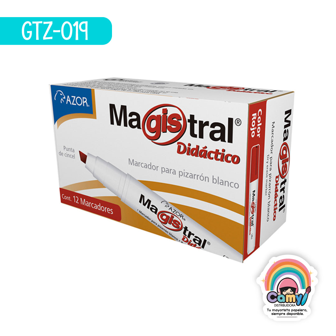 GTZ-019 MARCADOR PARA PIZARRON MAGISTRAL DIDACTICO ROJO 83 AZOR