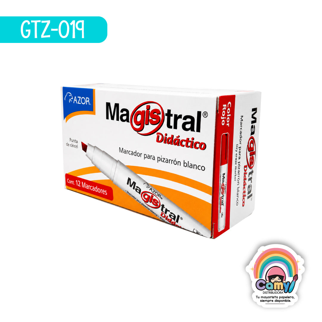 GTZ-019 MARCADOR PARA PIZARRON MAGISTRAL DIDACTICO ROJO 83 AZOR
