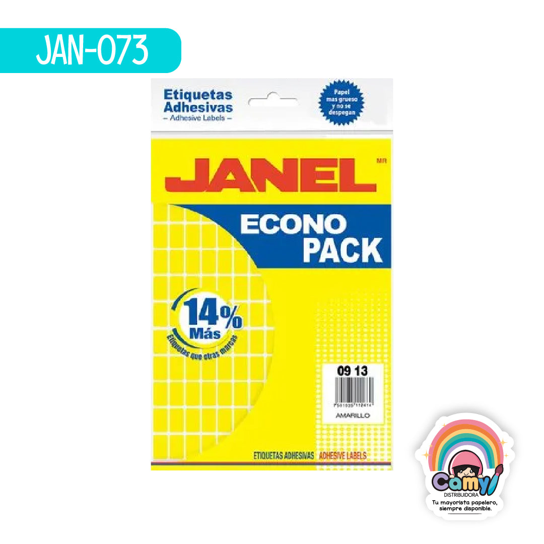 JAN-073 ETIQ ECONOPACK AMARILLA 9MMX13MM JANEL