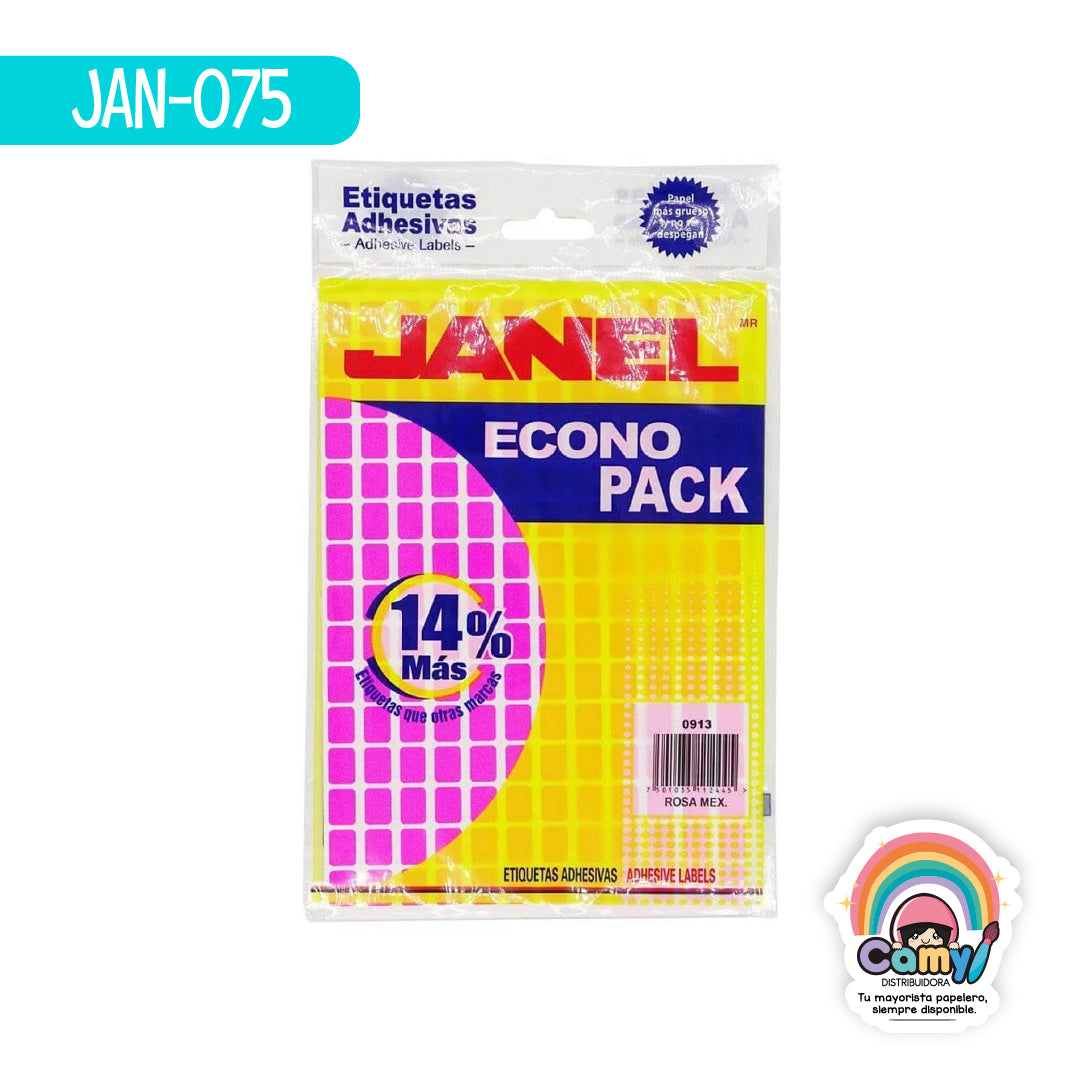 JAN-075 ETIQ ECONOPACK ROSA 9MMX13MM JANEL