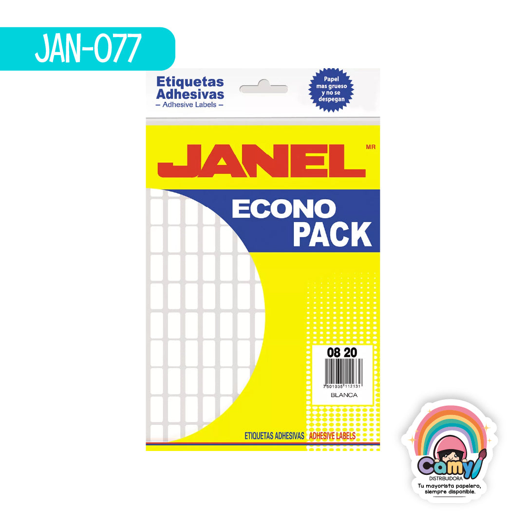 JAN-077 ETIQ ECONOPACK BLANCA 8MMX20MM JANEL