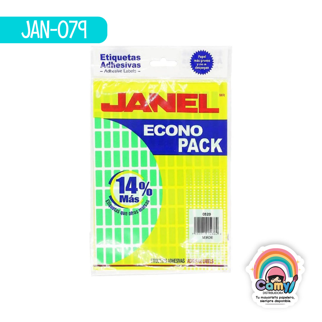 JAN-079 ETIQ ECONOPACK VERDE 8MMX20MM JANEL