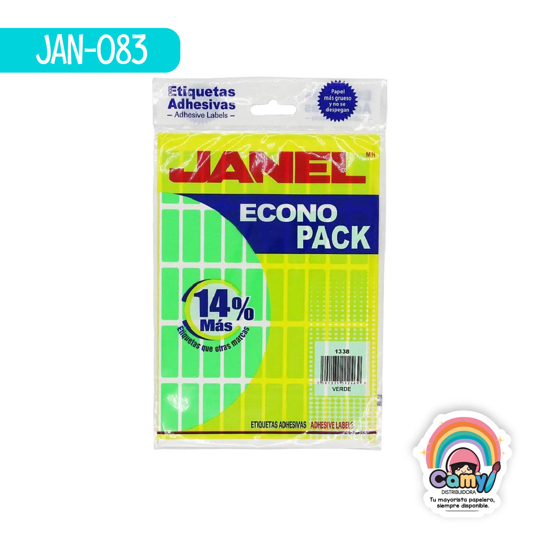 JAN-083 ETIQ ECONOPACK VERDE 13MMX38MM JANEL