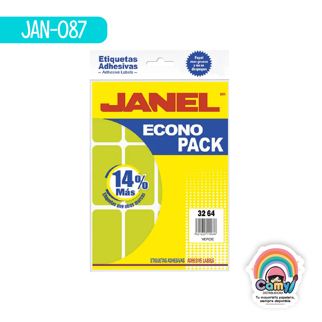 JAN-087 ETIQ ECONOPACK VERDE 32MMX64MM JANEL