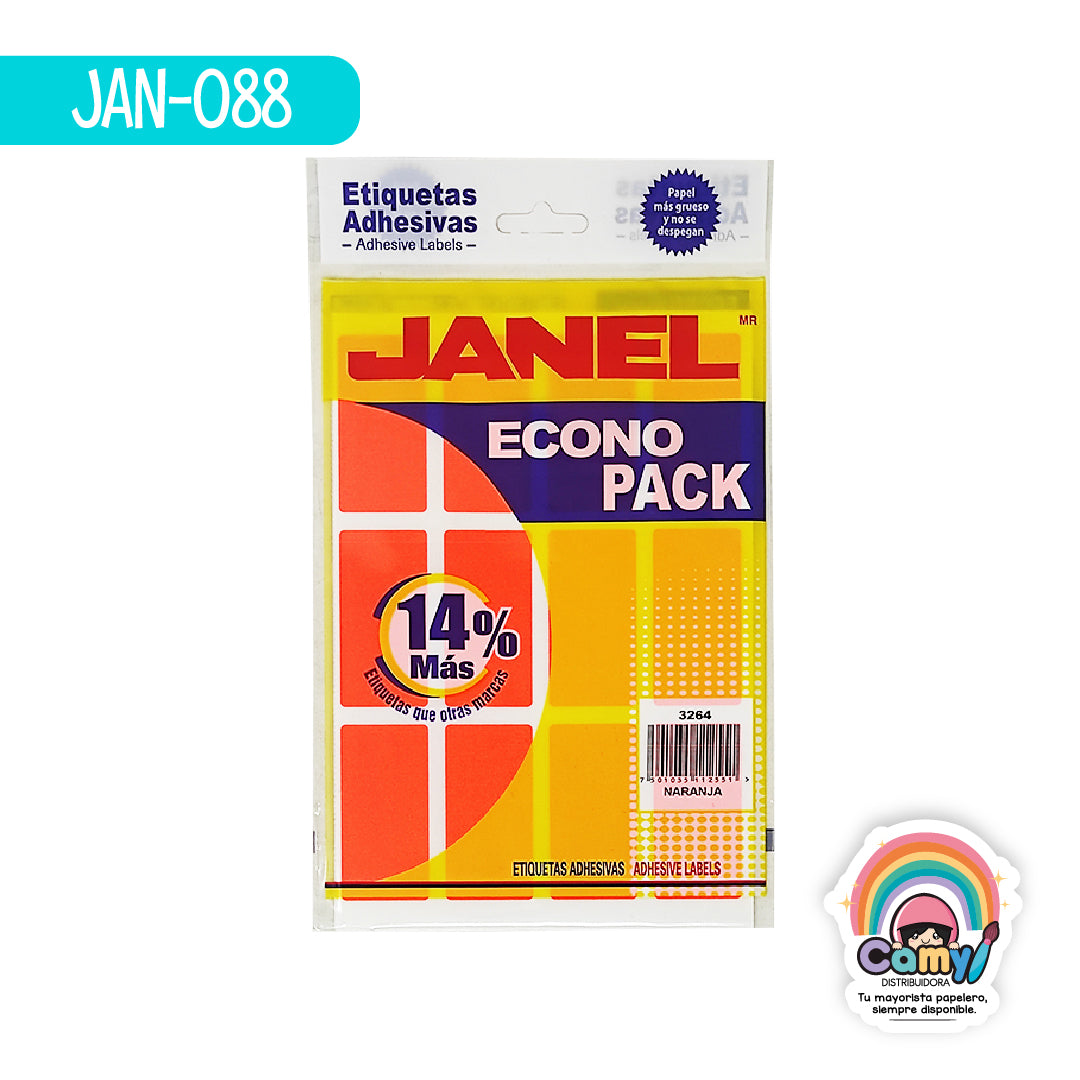 JAN-088 ETIQ ECONOPACK NARANJA 32MMX64MM JANEL