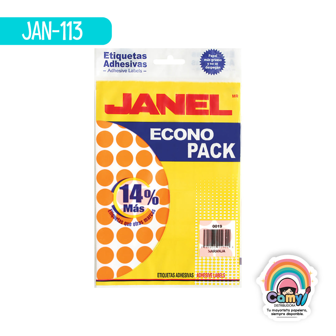 JAN-113 ETIQ ECONOPACK NARANJA 19MM JANEL
