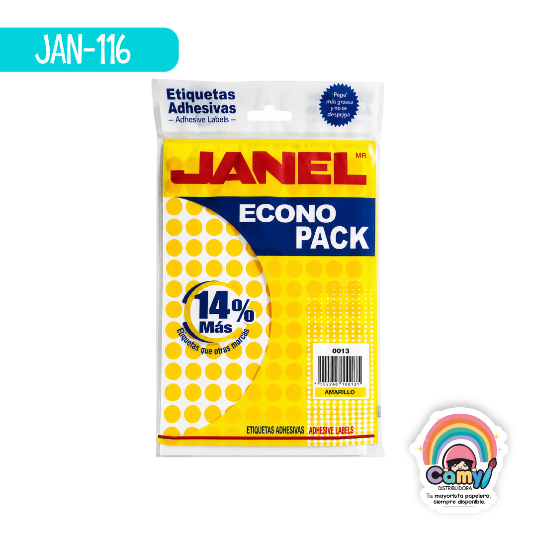 JAN-116 ETIQ ECONOPACK AMARILLA 13MM JANEL