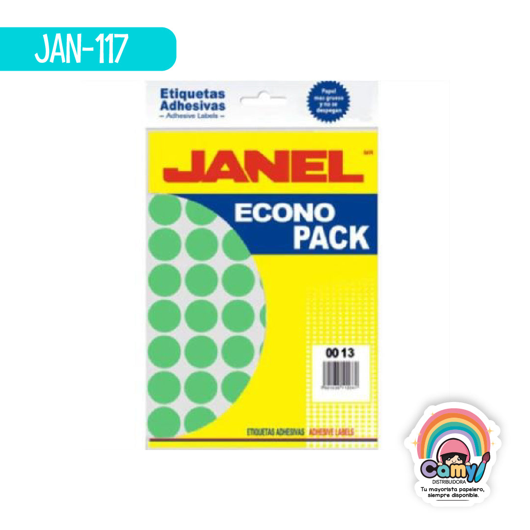 JAN-117 ETIQ ECONOPACK VERDE 13MM JANEL