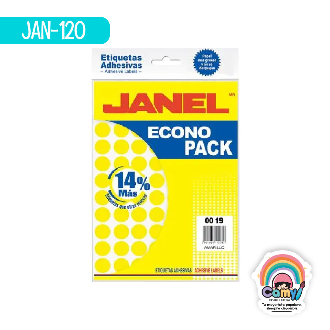 JAN-120 ETIQ ECONOPACK AMARILLA 19MM JANEL