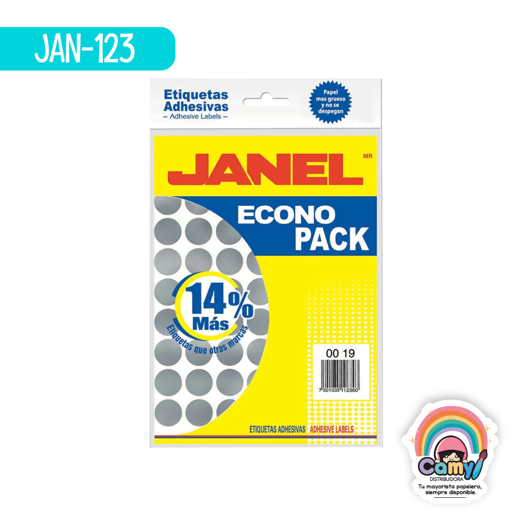 JAN-123 ETIQ ECONOPACK PLATA 19MM JANEL