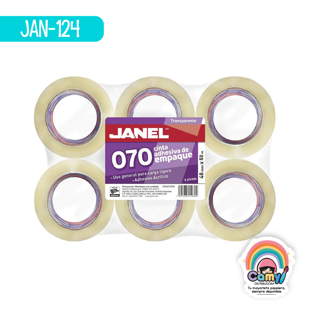 JAN-124 CINTA JANEL 070 TRANSP DE 48X50MTS C/6 PZS.