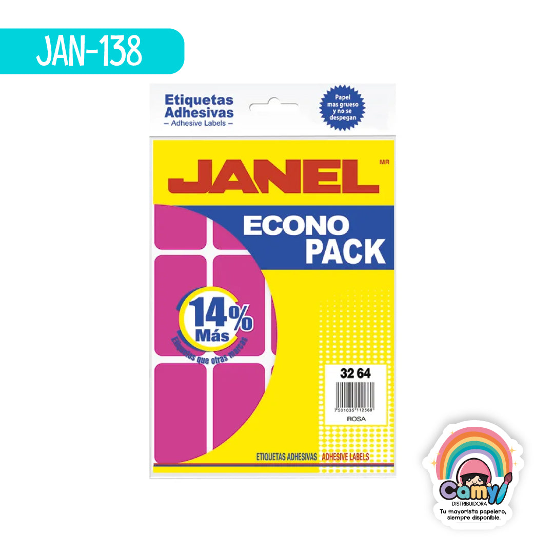 JAN-138 ETIQ ECONOPACK ROSA 32MMX64MM JANEL