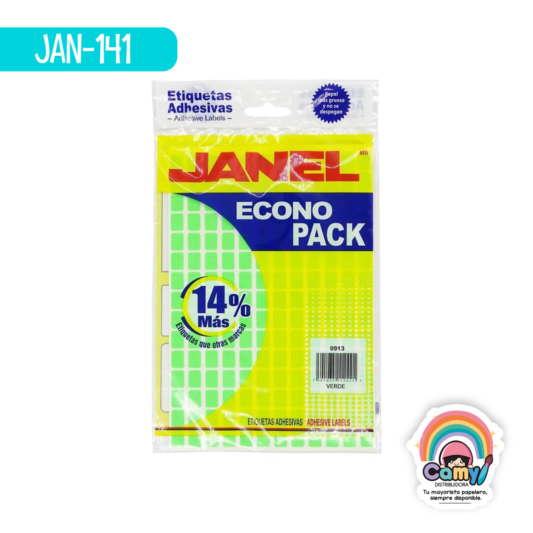 JAN-141 ETIQ ECONOPACK VERDE 9MMX13MM JANEL