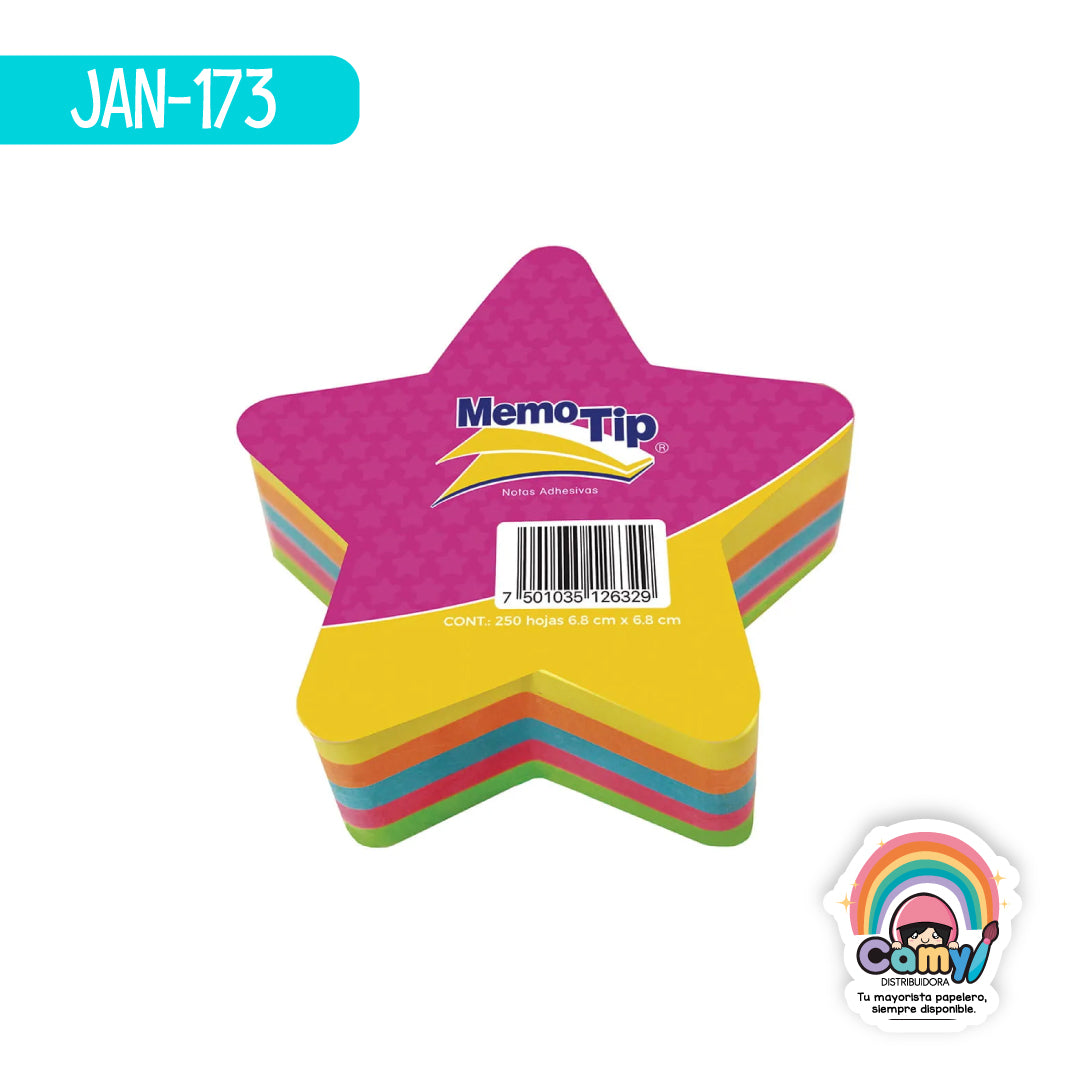 JAN-173 MEMOTIP ESTRELLA3"X3"NEÓN250HJ JANEL