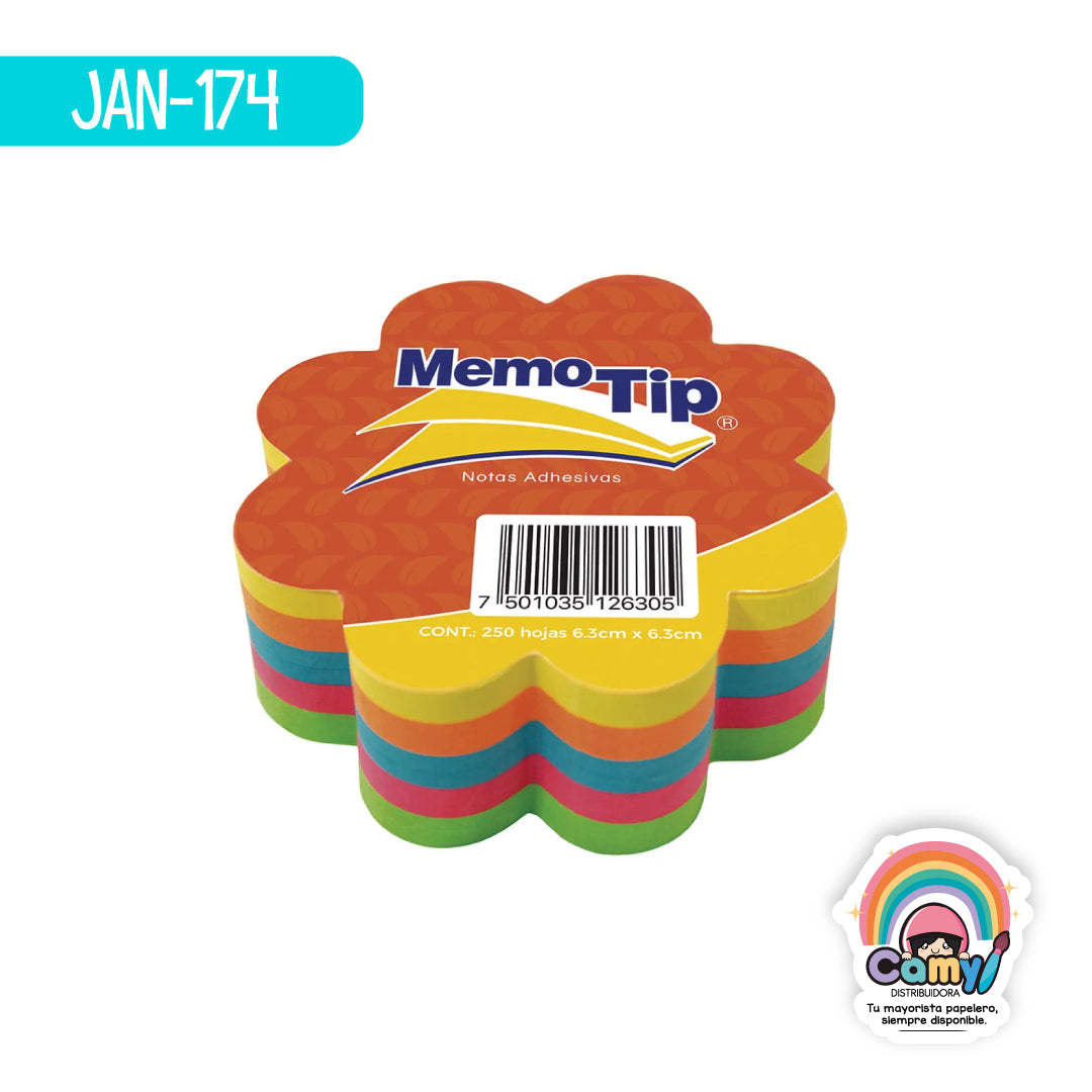 JAN-174 MEMOTIP FLOR 3"X3" NEÓN 250HJ JANEL