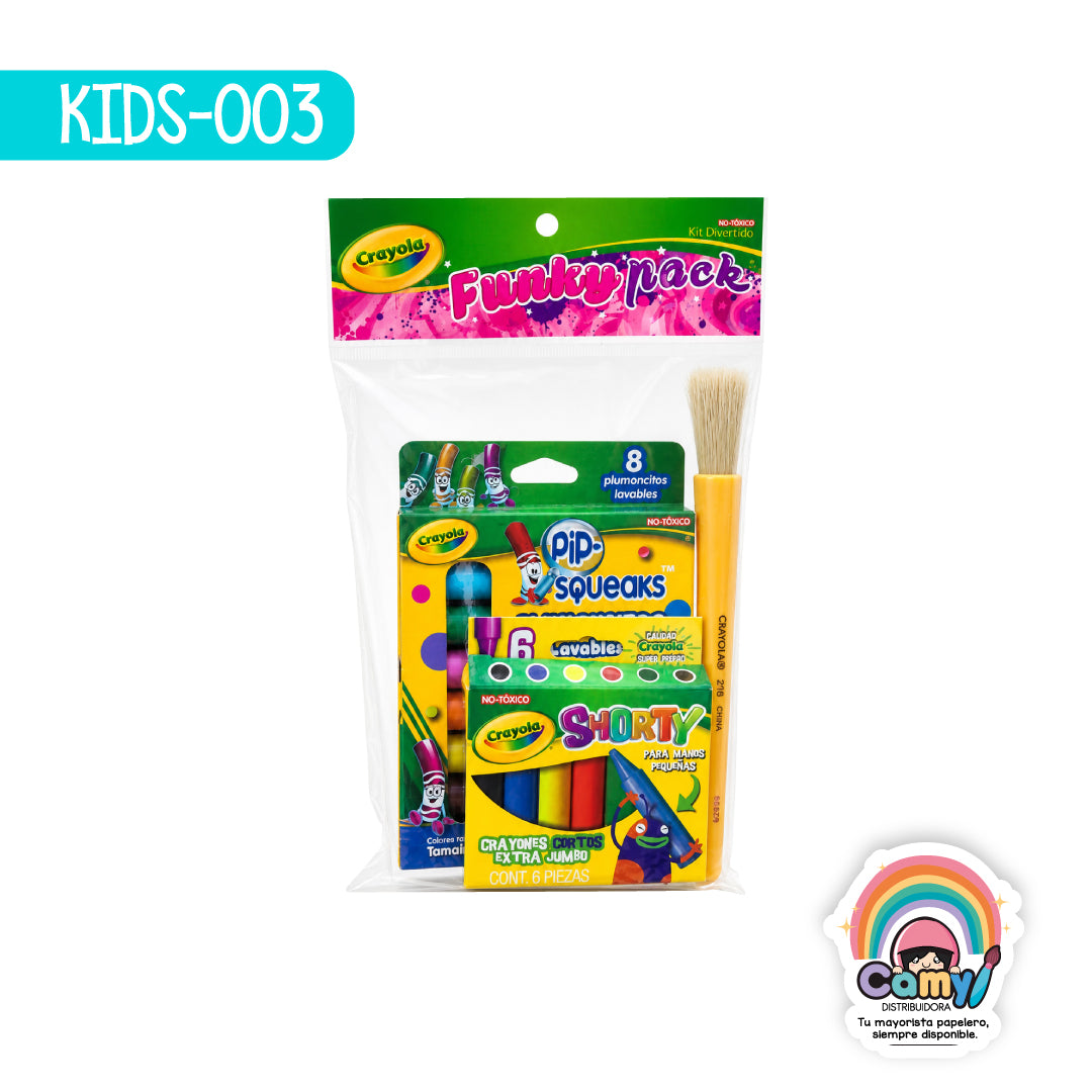 KIDS-003 KIT CRAYOLA (Plumoncitos8 + Shorty6+Brocha)
