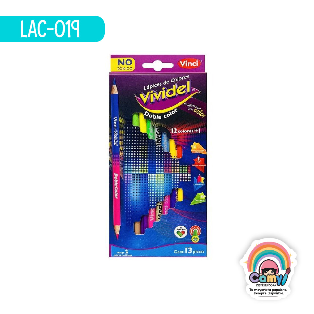 LAC-019 LPZ COLORES VIVIDEL DOBLE 12=24 +1 METALICO LARGOS DIXON