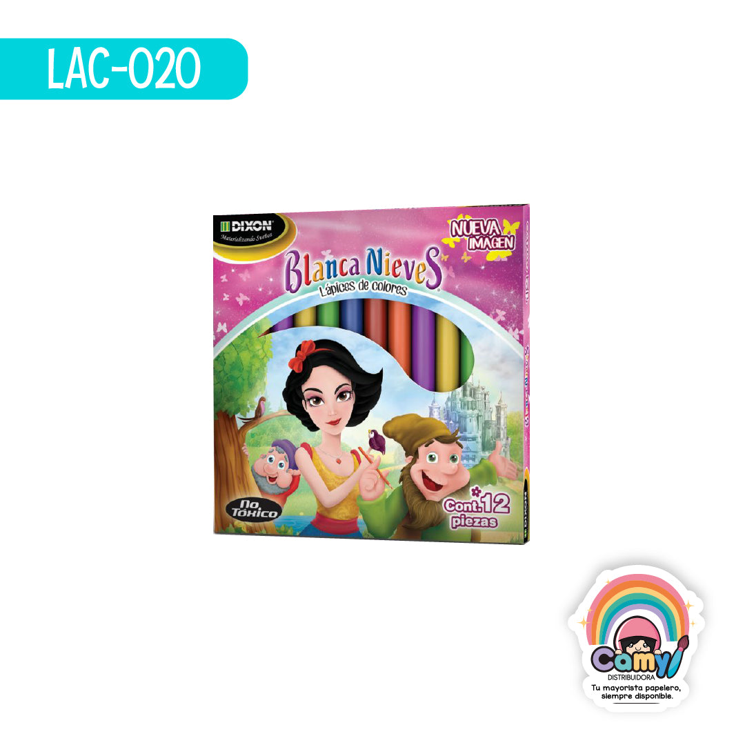 LAC-020 LPZ COLORES BLANCA NIEVES C/12 CORTOS DIXON