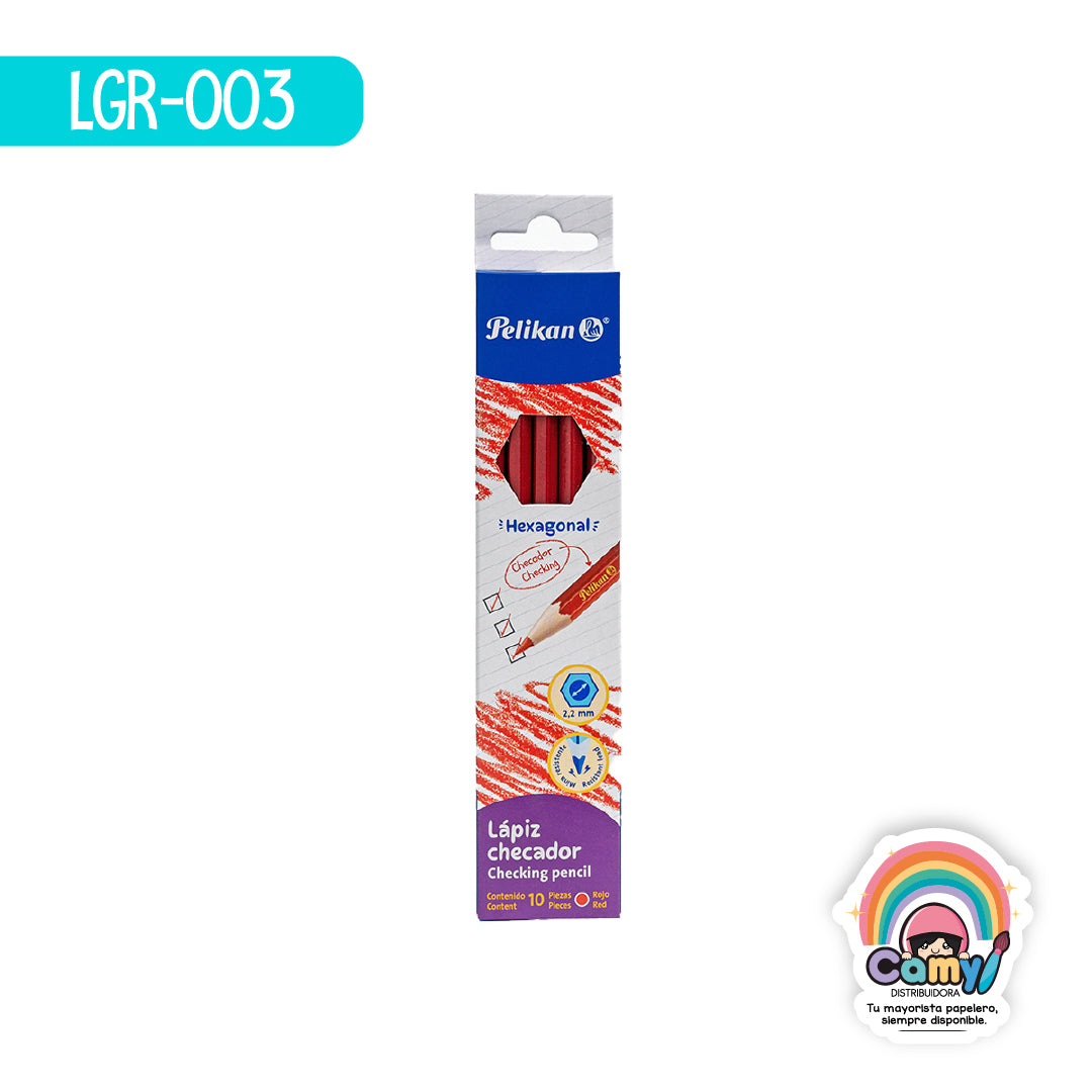 LGR-003 LPZ CHECADOR PELIKAN C/10 ROJO CARMIN