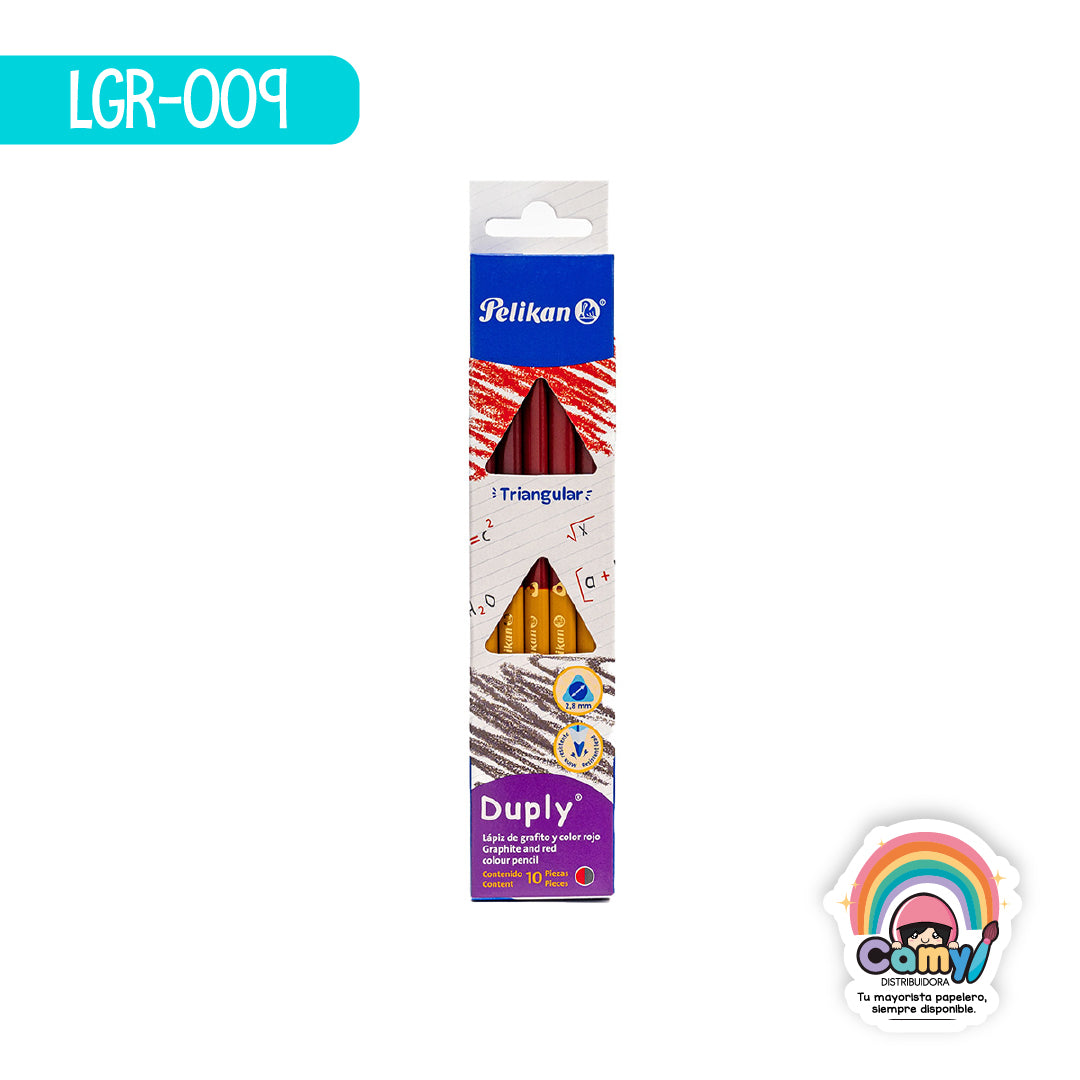 LGR-009 LPZ TRIANG DUPLY PELIKAN C/10 GRAFITO/ROJO