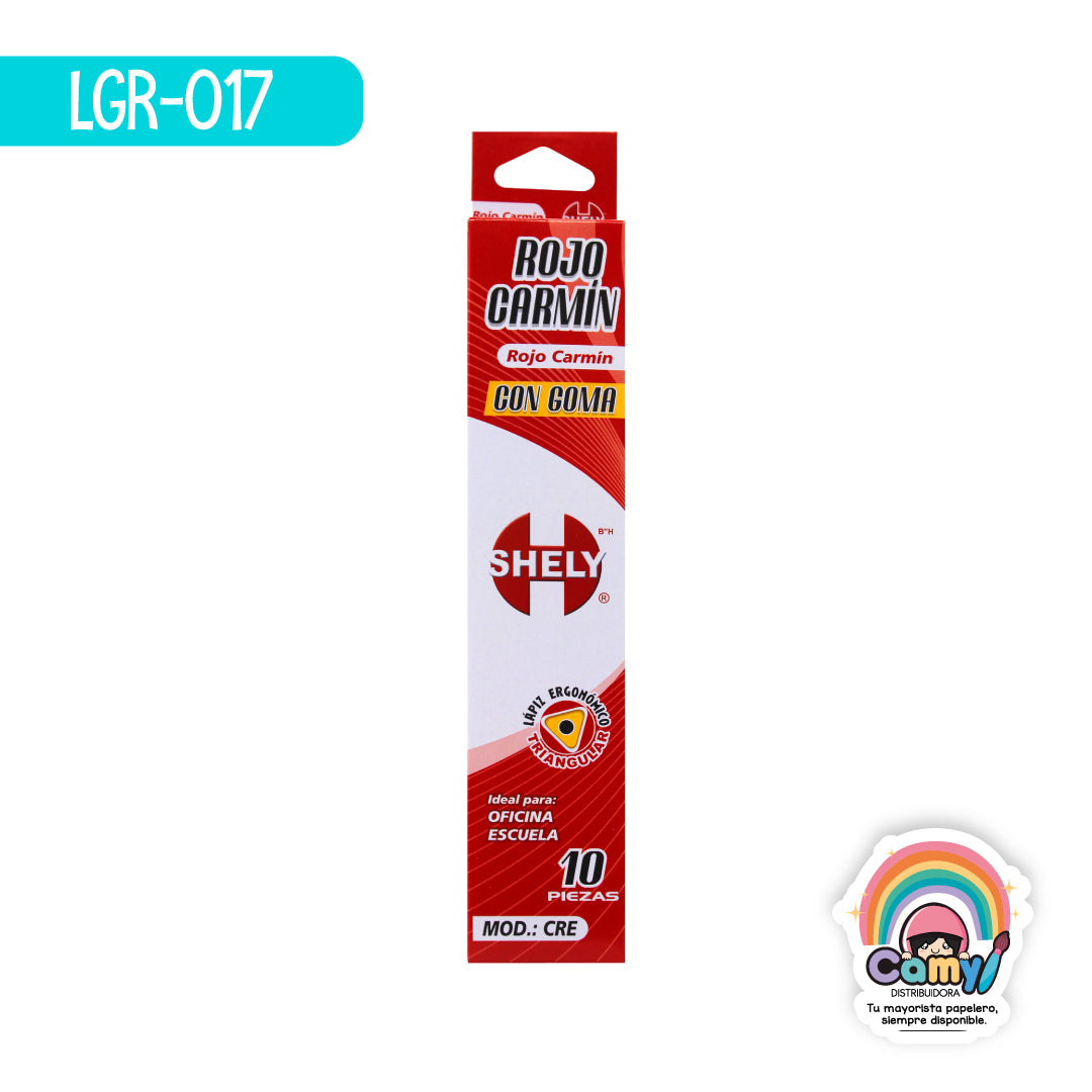 LGR-017 LPZ CHECADOR SHELY C/10 ROJO CARMIN CON GOMA